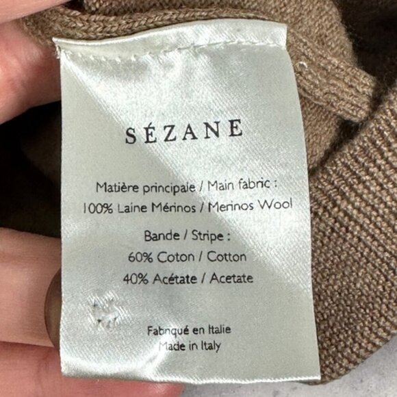 Sezane Jacob Sweater Button Shoulder Merino Wool Camel Size Medium French Knit - Picture 8 of 16